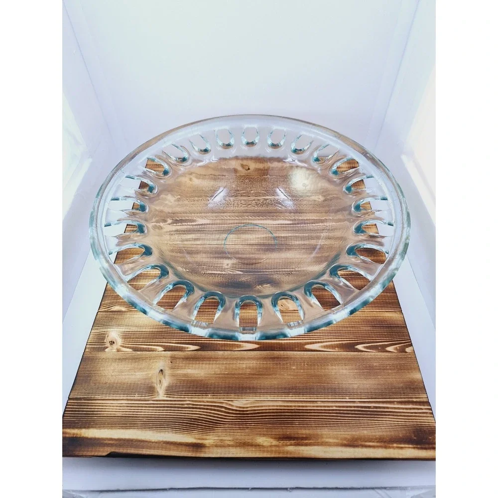 Openwork Recycled‎ Art Glass Bowl by Couronne Co-Reticulated Rim -Made In Spain